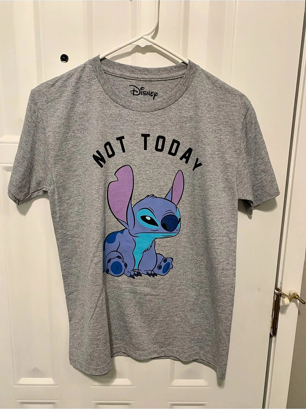 Disney Stitch Not Today T-Shirt Graphic Short Sleeve Tee Small